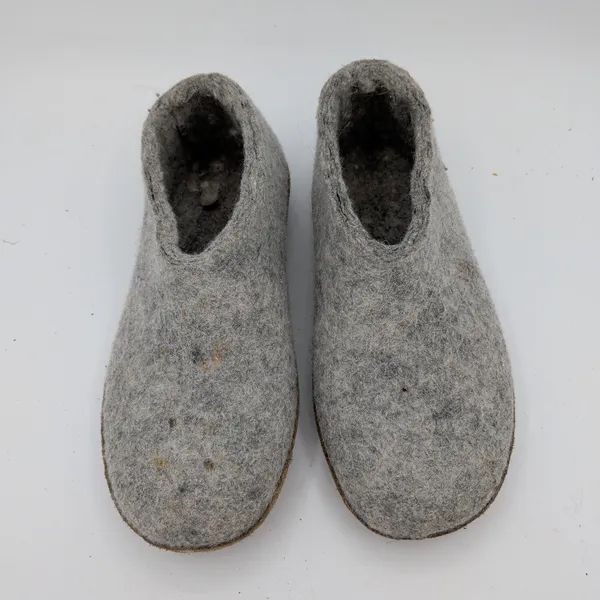 Glerups Grey Felted Wool Slipper Shoes Leather Sole Womens 7 EU 37 Danish Design - Image 4