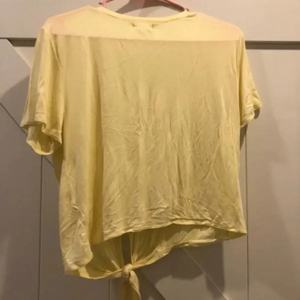 Set 2 Yellow front tie/B&W stripe front knot crop top‎ tee - Image 3