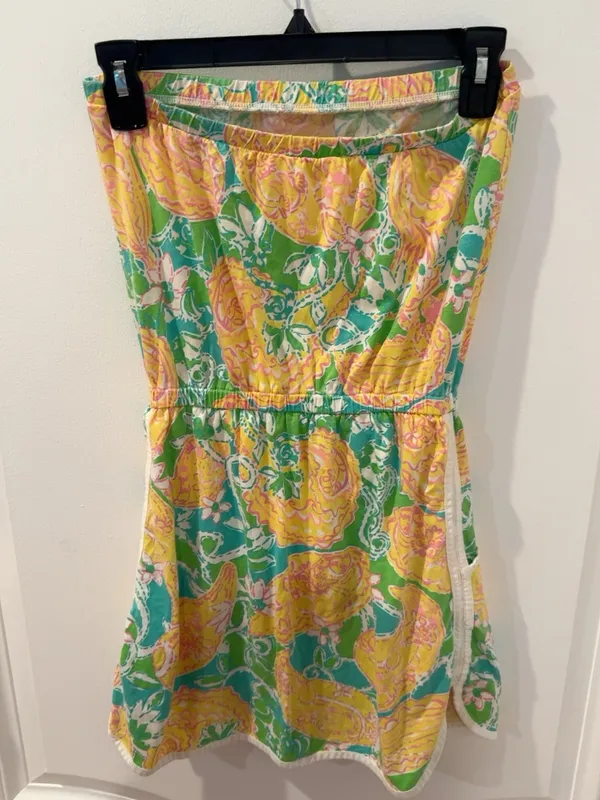 Lilly Pulitzer XS Strapless Floral Paisley Dress Colorful Summer Resort Pocket - Image 4