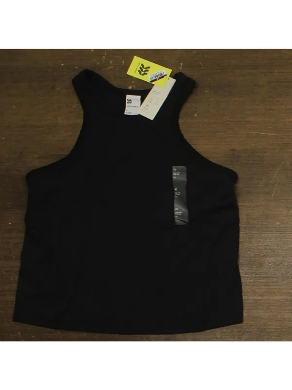 NWT All In Motion Womens High Neck Racerback Stretchy Tank Top 92933115 Black XL - Image 2