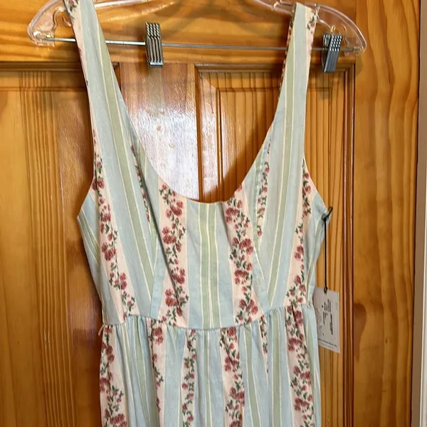 WeWoreWhat Corset Midi Dress, Victorian Floral Stripe/ Rosewood Multi, size M NW - Image 6