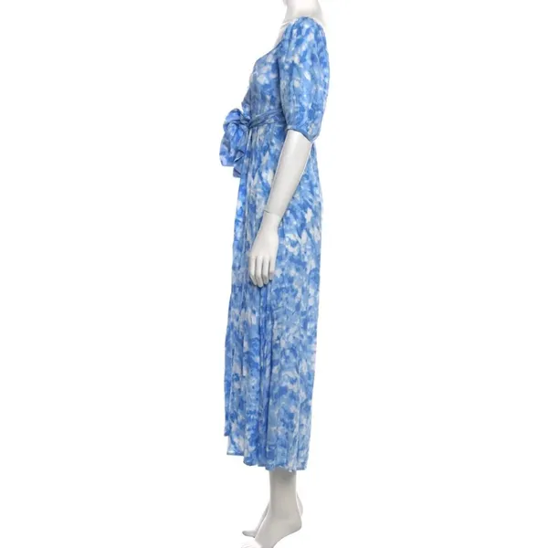 Faithfull the Brand Charlize Midi Dress in Blue Roos Tie Dye Cloudscape Size S - Image 4