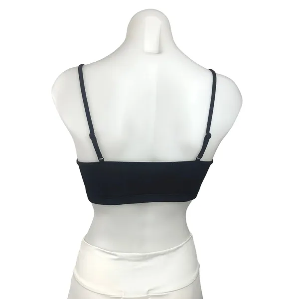 Weekday Ophelia Black Soft Ribbed Knit Spaghetti Strap Scoop Neck Bra Size L - Image 3