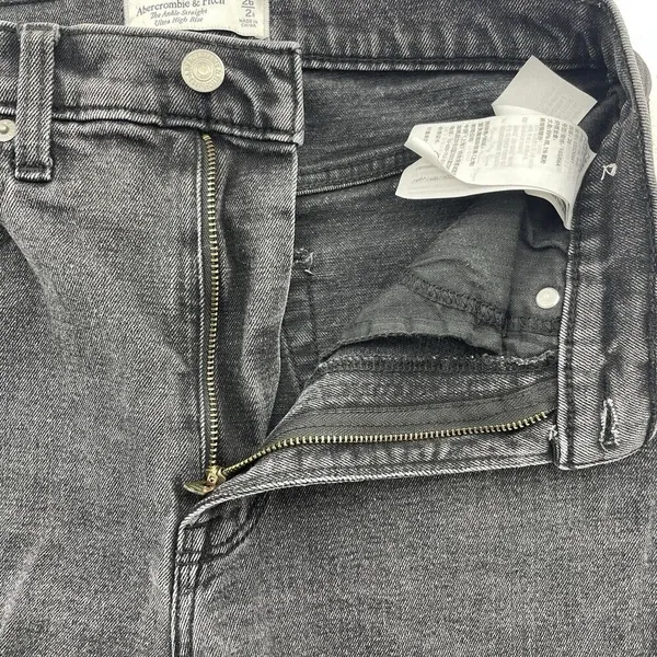 Abercrombie Fitch 26 2R The Ankle Straight‎ Ultra High Rise Jeans Distressed - Image 9