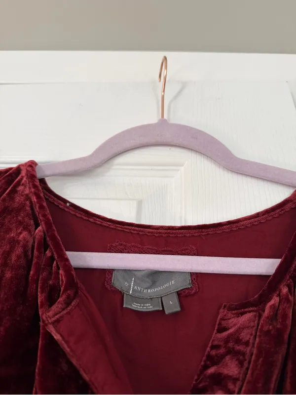 Anthropologie Velvet Somerset Burgundy Maxi Dress Autumn Fall - Image 5