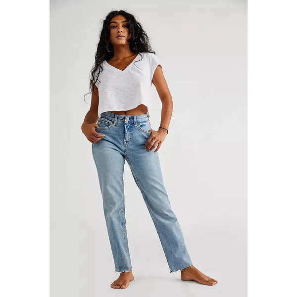 Free People We The Free Crvy High Rise Vintage Inspired Straight Jeans Size 32 - Image 3