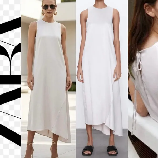 Sold Out Vira L Zara Asymmetrical Satin Effect Midi Dress Nwt S - Image 2