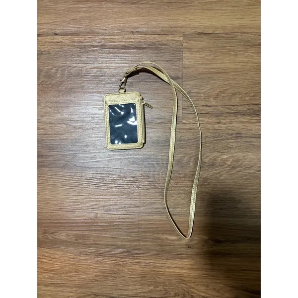 Metallic Gold Lanyard Wallet ID Holder Zipper Pocket Card Slot Slim Neck Strap - Image 3