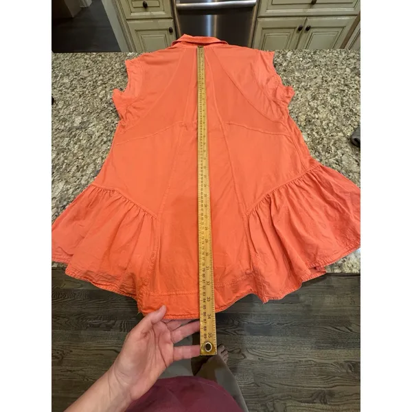 Anthropologie Daily Practice Mini Dress Orange Tango Cotton Size Medium - Image 10