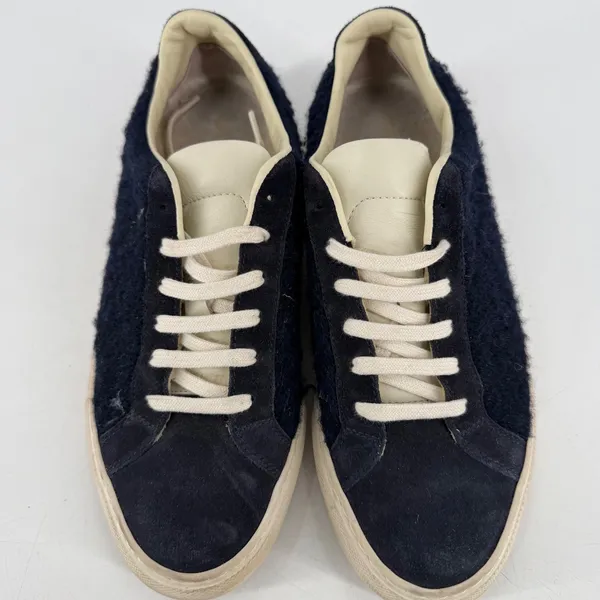 Common Projects Tournament Low Sneakers Womens 38‎ Navy Wool Leather Minimalist - Image 2