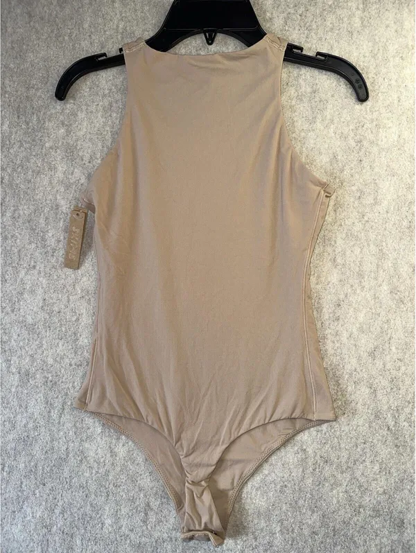 SKIMS Fits Everybody High Neck Bodysuit Clay Beige Thong Size Small - Image 3