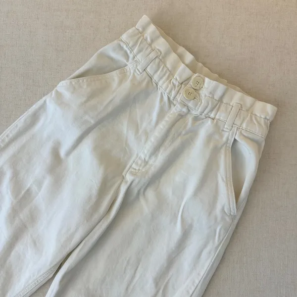 Zara White High Waisted Paperbag Denim‎ Jeans Tapered Leg XS - Image 5