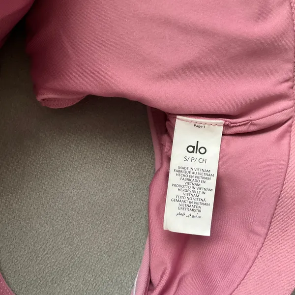 Alo Yoga Airbrush Heart Throb Bra Pink Wild Rose/White S - Image 6