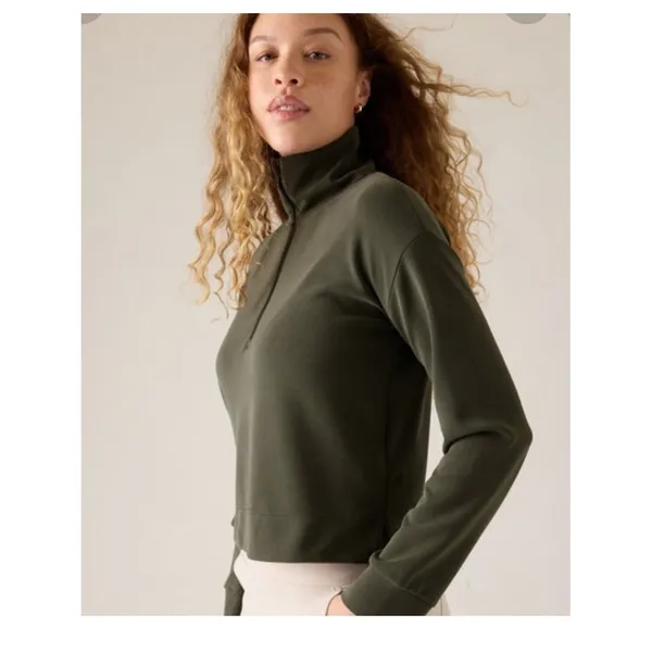 Athleta Seasoft 1/2 Zip Pullover Women's XS Green Cozy‎ Athleisure - Image 7