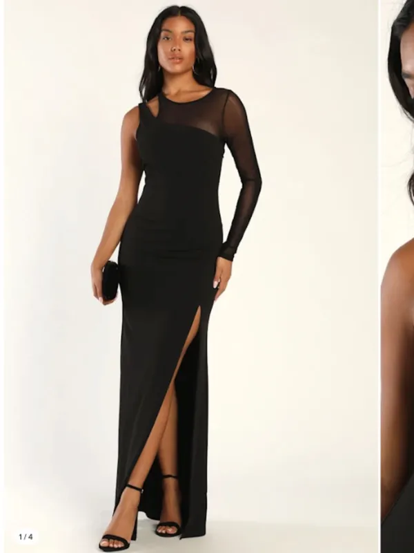 LULU's Sexy Chic Prom Wedding Cocktail Formal Event Long Sleeve Mermaid Maxi - Image 2