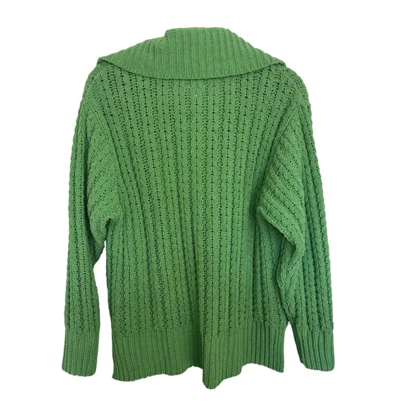 Aerie Kelly Green Cable Car Quarter Zip Sweater Oversized S Chenille - Image 3
