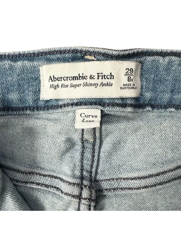 Abercrombie & Fitch Curve Love High Rise Straight Leg Distressed Jeans Sz 29/8R - Image 3
