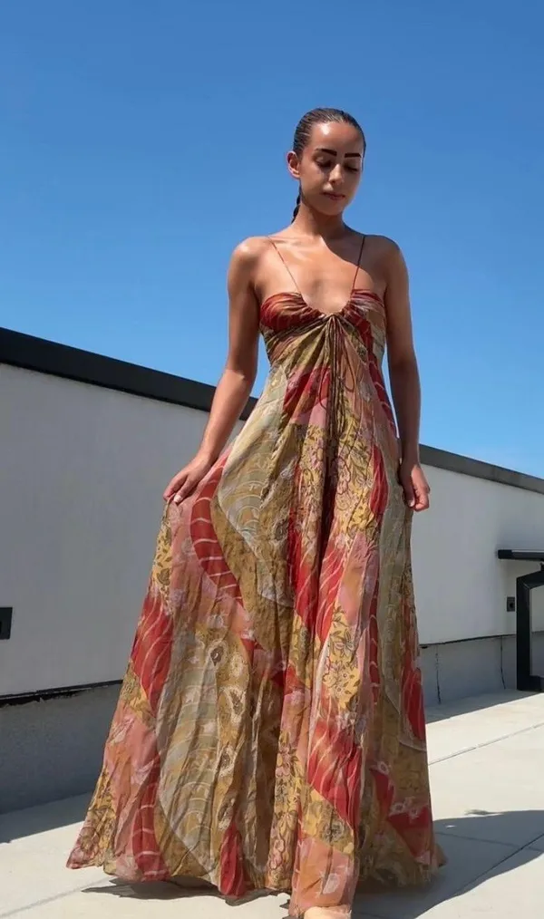 Zara flowy Floral Maxi Dress boho summer casual vacation - Image 2