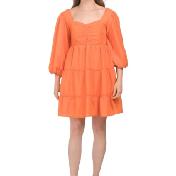 Beyond Words Fire Voile Puff Sleeve Mini Dress Size L - Image 4