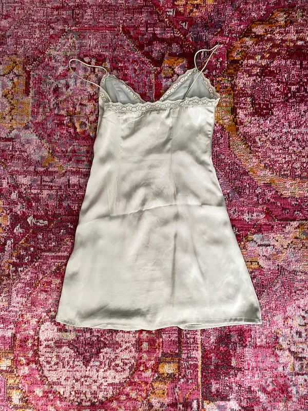 Princess Polly Sage Green Silk Dress - Image 2