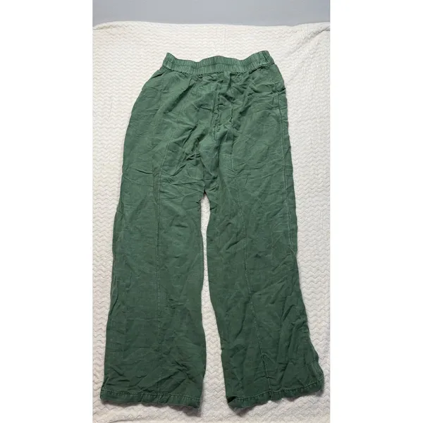 Young Fabulous & Broke Green Linen Blend Wide Leg Seam Front Pants M - Image 3