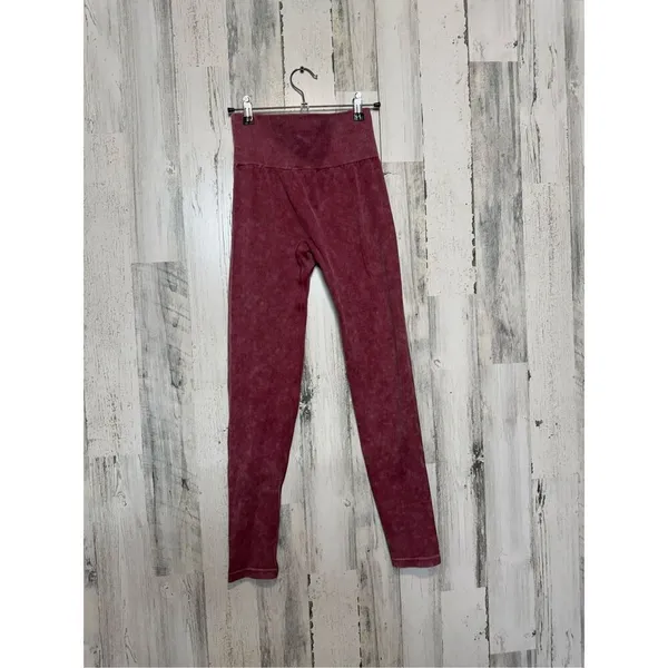 Indero High Rise Leggings Womens Small Burgundy Stretch Athleisure - Image 3