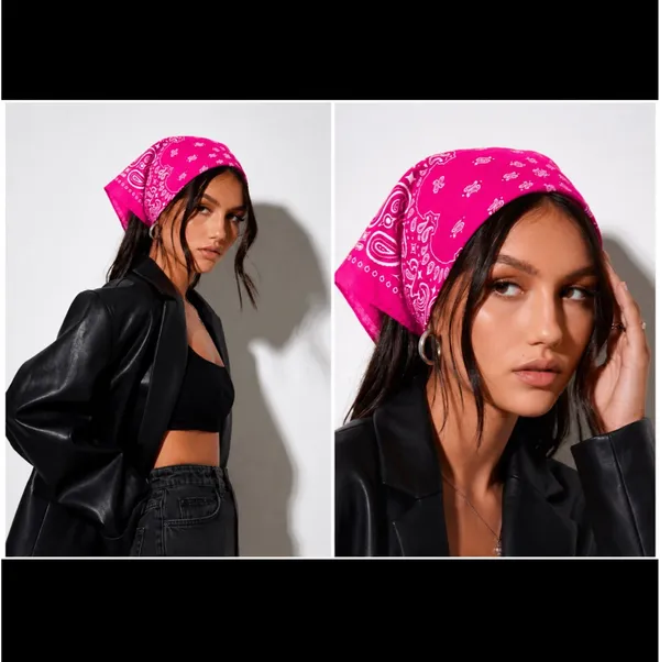 Hot Pink Paisley Bandana - Image 3