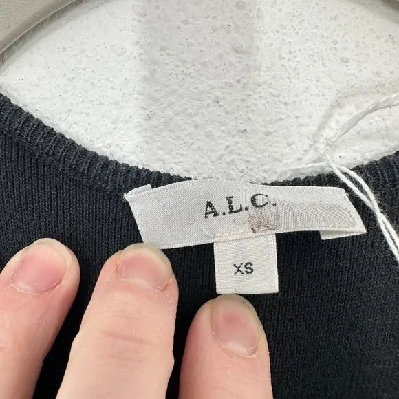 ALC Frank Black Ribbed High Neck Tank‎ Midi Marc Dress Casual Summer Racerback - Image 5