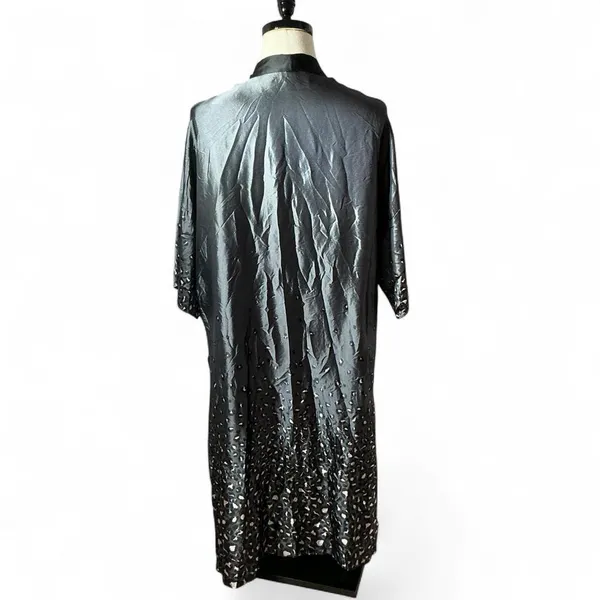 Victoria's‎ Secret Grey Satin Leopard Print Long Kimono Robe Duster XS/S - Image 3