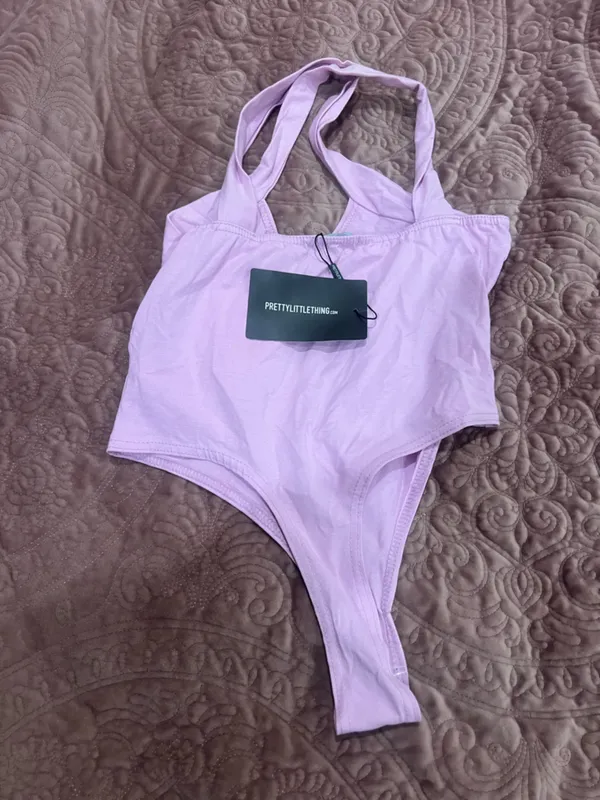 PrettyLittleThing Lavender Halter Bodysuit - Image 2