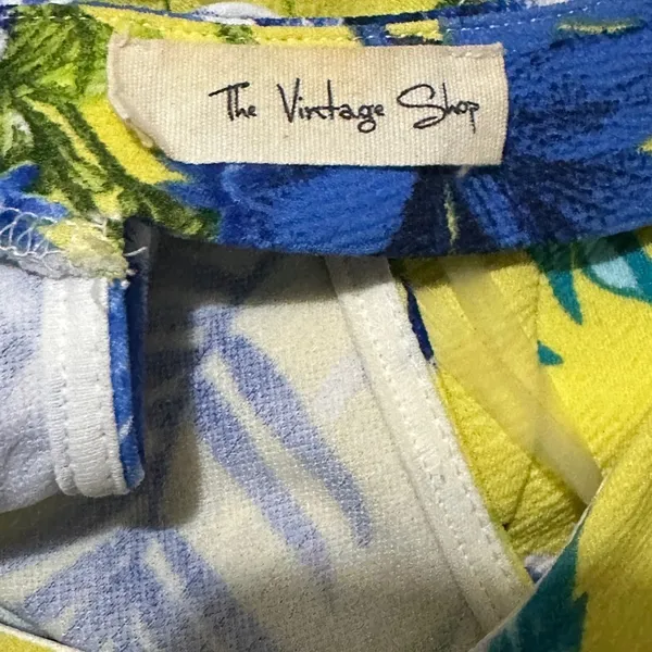 152 Vintage Shop |NWOT USA Yellow Tropical Floral Open Back Bodycon Dress (sz M) - Image 5