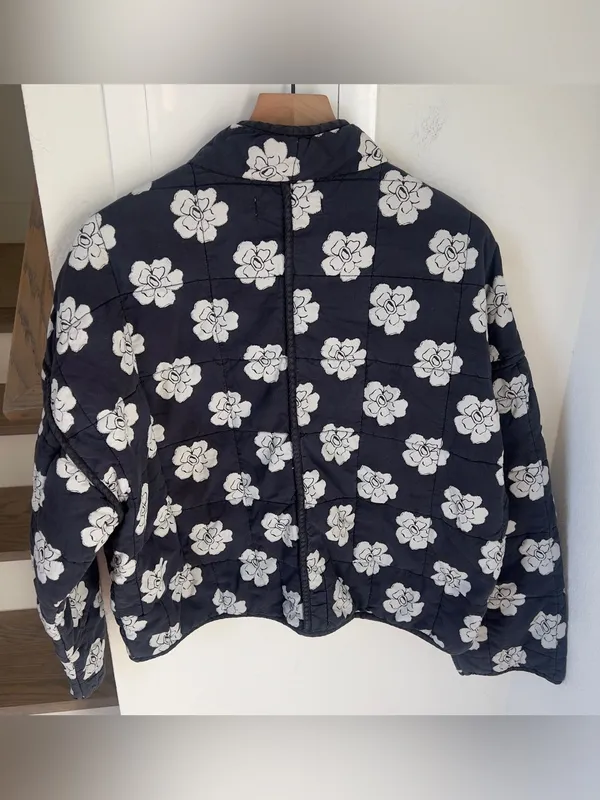 Free People Chloe Floral Print Padded Jacket in Night Blooms - Image 4