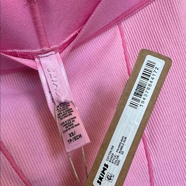 Skims Cotton Rib Boxer in Bubble Gum Size XS - Image 3