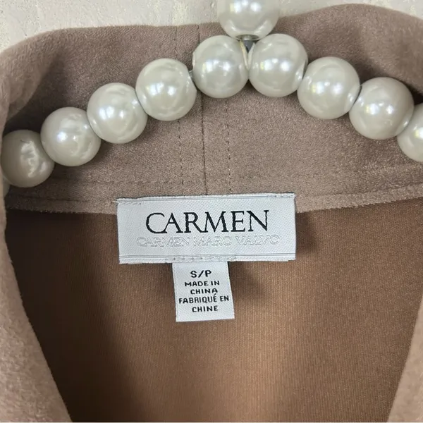 Carmen Carmen Marc Valvo Faux Suede Leather Moto Jacket Size S - Image 6