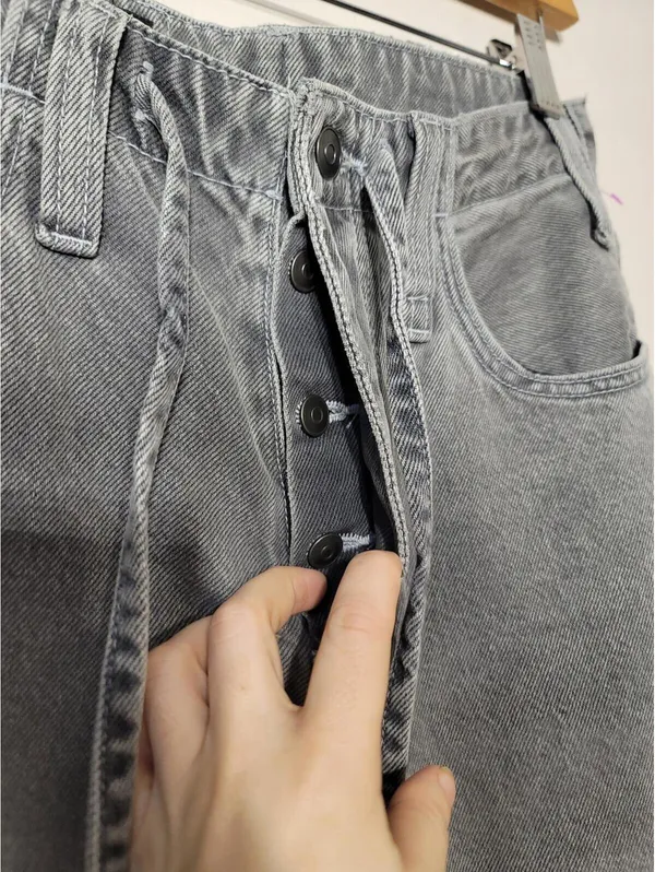 Zara Y2K Gray Wide Leg Tie-Waist Jeans Streetwear Sz 28 - Image 4