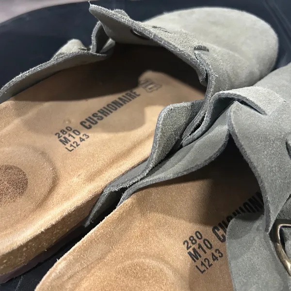 Cushionare Suede Slip-On Buckle Mules in Haze - Image 11
