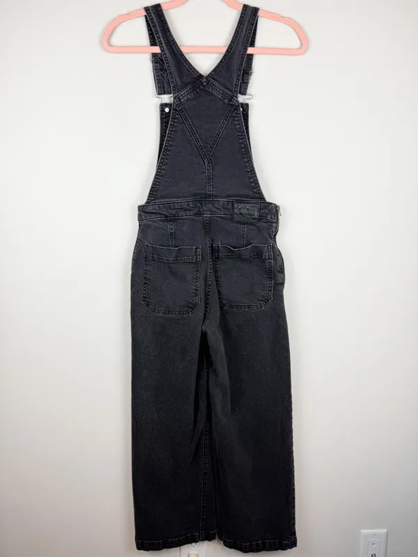 Levi’s Premium Ribcage Wide Leg Cropped Overalls Washed Black Size 25 - Image 9