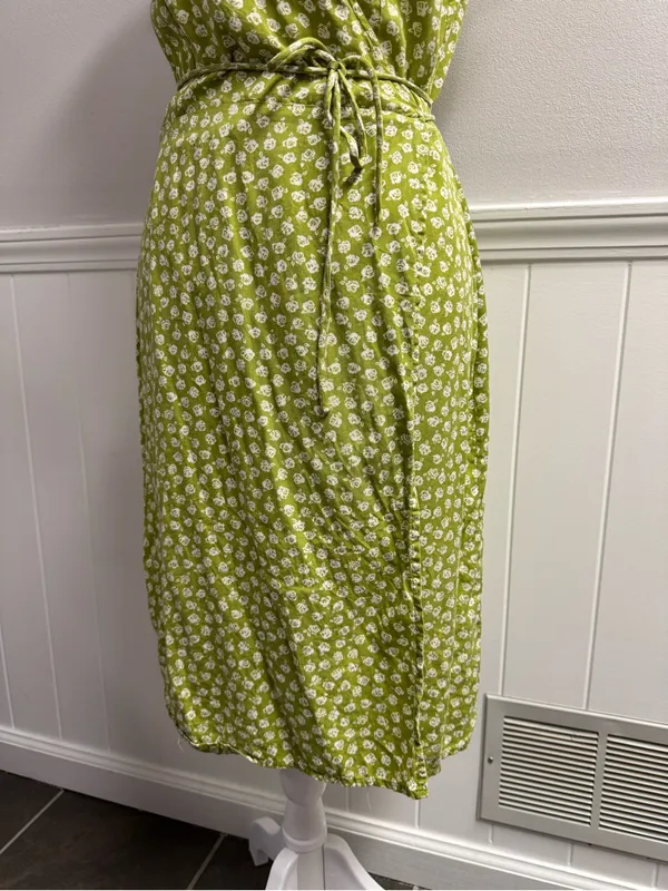 Reformation Zena Jesse Floral Print Wrap Short Sleeve Mini Dress Green Small - Image 8