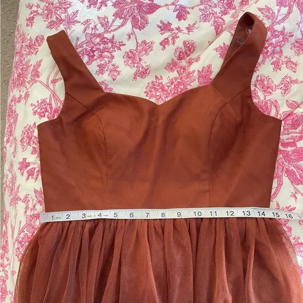Revelry Madeline Rust Tulle Maxi Dress Orange Size 10 - Image 12