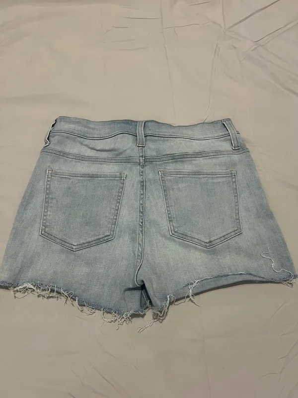 Express Light Blue Distressed Denim Cutoff Shorts - Image 2