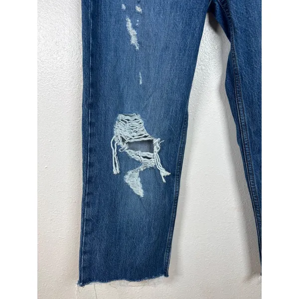 Levi's Low Pro Straight Leg Jeans Women's Size‎ 25 Blue Distressed Ripped - Image 4
