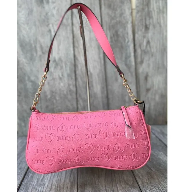 Juicy Couture Pink Lemonade Shoulder Bag – Logo Print & Gold Chain Strap - Image 2