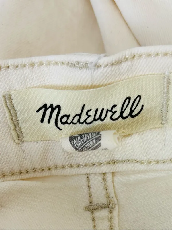 Madewell Perfect Vintage Wide Leg Jeans in Ivory Off White Patch Pockets Size 24 - Image 4