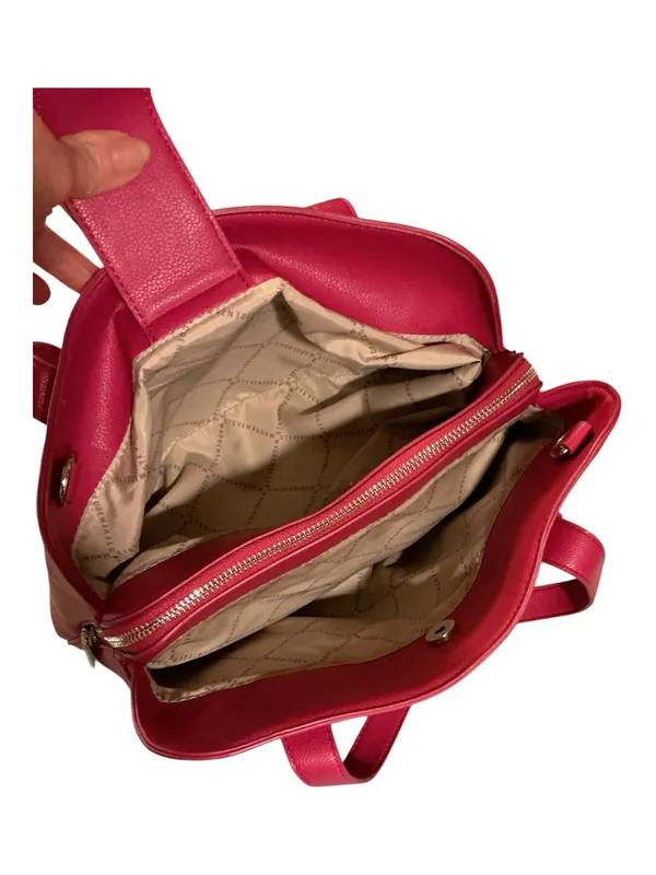 Steve Madden Hot Pink Pebble Leather Convertible Satchel Tote Bag with Matching Coin Purse Wristlet Wallet - Image 3