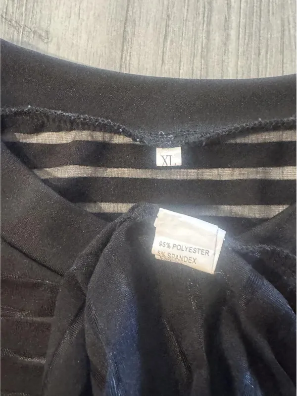 Women's Striped Bodysuit Blouse Size L Black Size L - Image 9