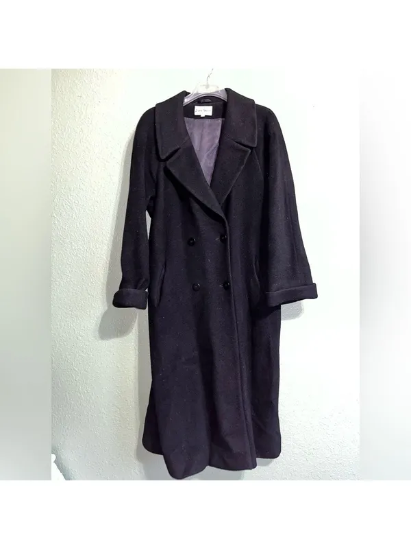 Vintage Cashmere Coat John Weitz Black Double-Breasted Cashmere long Coat - Image 2