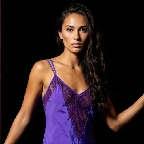 Vintage Purple VS Gold Label Deep V Lace Slip Dress Dark Fairy Whimsigoth 90s - Image 4