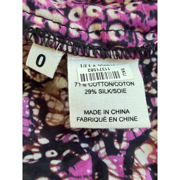 Ulla Johnson Asis Midi Dress Cotton Silk Batik Floral Tiered Purple Fuchsia 0 - Image 5