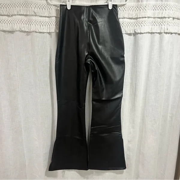 Abercrombie & Fitch Vegan Leather Flare Split Leg Pant - Extra Small Short - Image 9