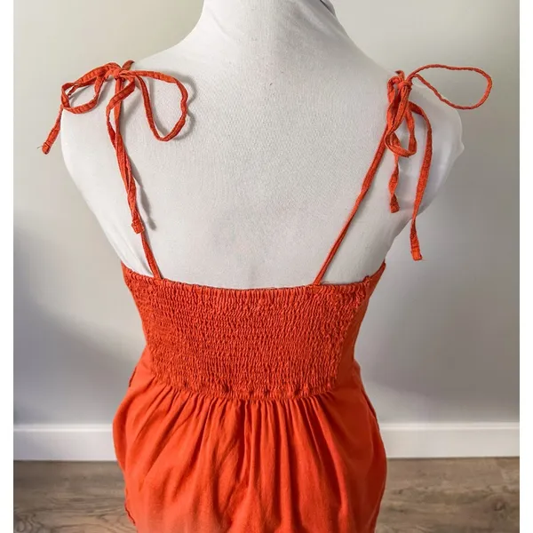 Abercrombie Terracotta Tie Strap Ruffle Hem Mini Dress - Image 8